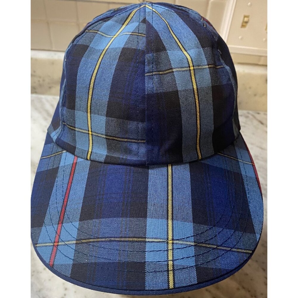 Vintage Reversible The Challenge of MANELE Big Bill Hat Cap Plaid Blue Golf Fish